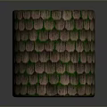 3D Model Of Cylindrical Hollow Object With Green Brown Tile Like Surface Texture