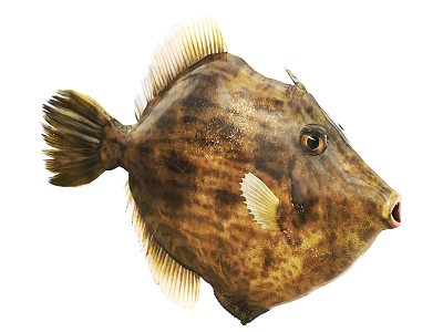 Unique Aquatic Animal Fish With Rounded Body Spotted Pattern Fins And Large Eyes 3d model