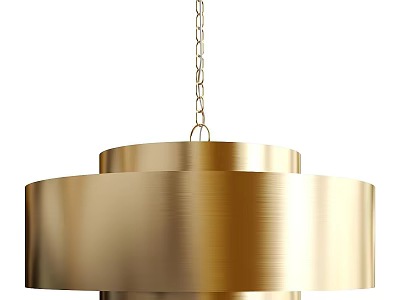 Modern Gold Metal Pendant Light With Layered Circular Design And Brushed Surface Finish 3d model