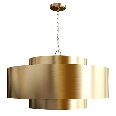 Modern Gold Metal Pendant Light With Layered Circular Design And Brushed Surface Finish 3d model
