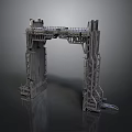 Industrial Metal Frame Structure With Tall Support Columns Cross Beams And Platform