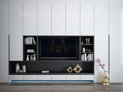 Modern TV background cabinet TV background wall 3d model