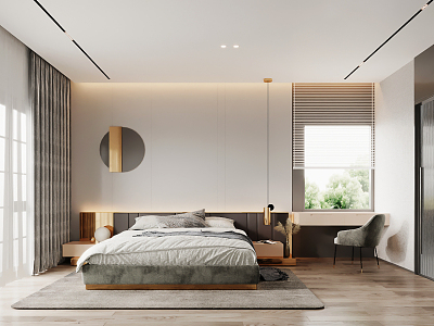 Light Luxury Bedroom Minimalist Natural Bedroom 3d model