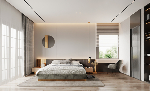 Light Luxury Bedroom Minimalist Natural Bedroom 3d model