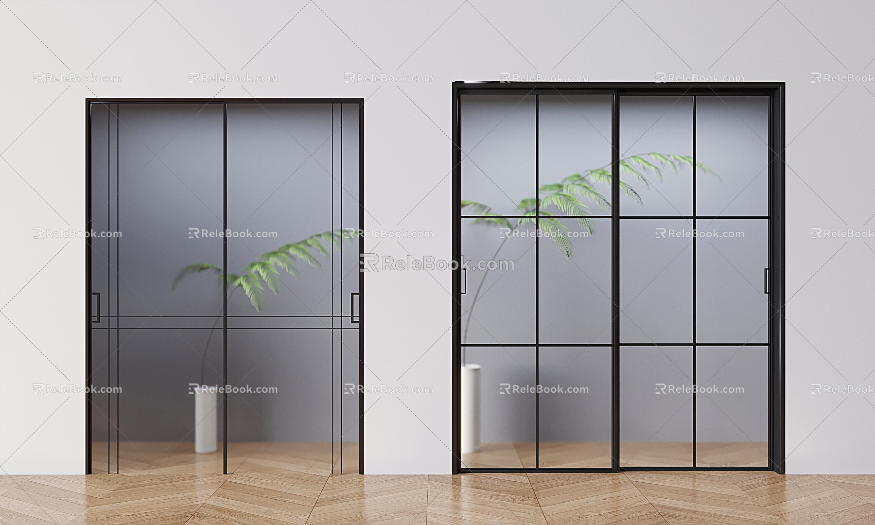 Glass sliding door sliding door kitchen balcony glass sliding door 3d model