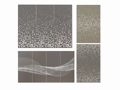 Modern Gray Wall Panels Featuring Diverse Textures and Wavy Line Patterns 3d model