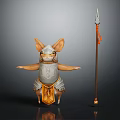 Fantasy Armored Rodent Like Creature With Spear And Warrior Attire
