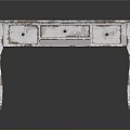 Vintage White Distressed Desk With Three Drawers And Curved Legs