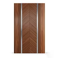 Wooden Wall Design With Herringbone Pattern And Metal Accents In Modern Style