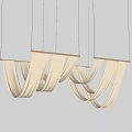 Elegant Light Beige Ceiling Drapery with Wooden Frames Suspended in Modern Interior 3d model