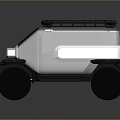 Modern Military Vehicle with Boxy Body Large Off Road Tires and Roof Rack