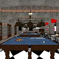 KTV Interior Design With Brick Walls Arched Windows Pendant Lights And Bar Counter