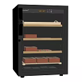Black Electric Storage Cabinet With Glass Door And Multiple Shelves