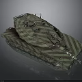 Modern Military Tank With Camouflage Paint Large Cannon And Metal Tracks