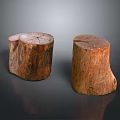 Rustic Wooden Stump Stools With Natural Texture For Home Decor 3d model