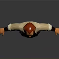 3D Man Character with Red Beard Apron White Shirt Blue Pants and Brown Boots