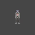 Low Poly T-Rex Dinosaur Model Gray Body Red Head Open Mouth Sharp Teeth