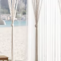 White Sheer Curtains In Seaside Interior With Ocean View And Green Plant