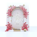 Event Entrance Decorated With Pink Floral Archway Balls And I Do Lettering For June 18th