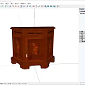 Brown Wooden Storage Cabinet With Floral Pattern Doors And Drawer Design