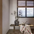 Natural Style Hotel Room With Wooden Furniture Cozy Sofa Bed Coffee Table And Rattan Ceiling