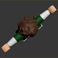 Lego Minifigure With Brown Hair Green Star Shirt Blue Pants Striped Shoes Outstretched Arms Smiling