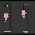 Traditional Chinese Style Floor Lamps With Elegant Golden Frame And Round Lampshade Design