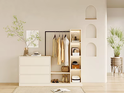 Modern Chest of Drawers with Open Rack and Organized Storage 3d model