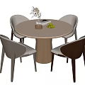 Modern Round Dining Table Set With Wooden Base And Mixed Color Upholstered Chairs