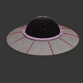 Floating Futuristic Metallic UFO Object With Black Dome And Silver Base
