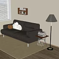 Modern double sofa side table combination 3d model