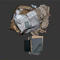 Pile of Waste Materials Including Cardboard Paper and Recyclable Items