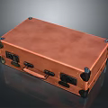 Brown Leather Storage Box With Black Corner Protectors And Handle Lock Closure 3d model