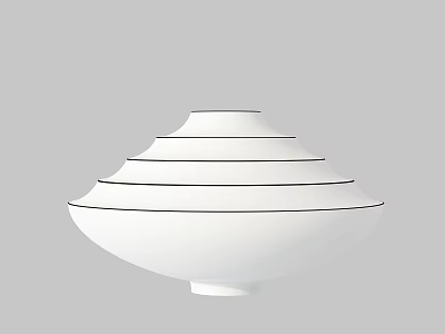 White Tiered Decorative Ornament Set Featuring Black Accent Lines For Modern Home Decor 3d model