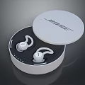 Bose White True Wireless Earbuds With Open Lid Charging Case And Ear Hooks 3d model