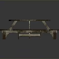 Round Wooden Outdoor Picnic Table With Attached Benches And Weathered Surface