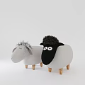 Stuffed Sheep Toys With Gray White Bodies Black Head Fluffy Hair And Wooden Legs