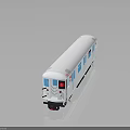 White Model Train With Blue Windows And Red Number 1 On Gray Background 3d model