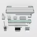 Sleek Modern Bathroom Accessories Set Featuring Towel Rack Glass Shelf Soap Dish And Toothbrush Holder