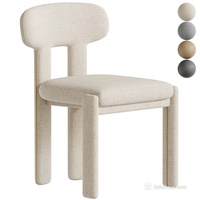 Modern Minimalist Boucle Upholstered Dining Chair With Multiple Neutral Color Choices For Warm Home Interior 3d model 