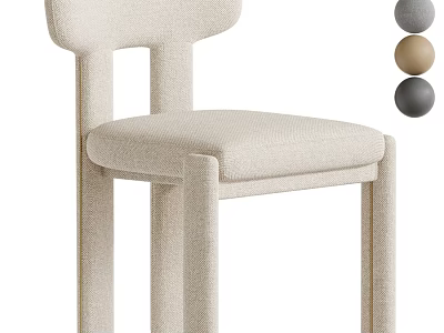 Modern Minimalist Boucle Upholstered Dining Chair With Multiple Neutral Color Choices For Warm Home Interior 3d model