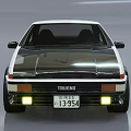 Classic Black White Sports Car Model With Fujiwara Tofu Shop Logo And Headlights