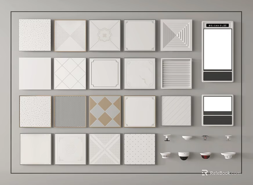 Modern Ceiling Design Options With Various Patterns Styles And Decorative Fixtures 3d model