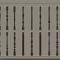 06 Railing American Railing Post 3d model