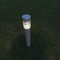 Modern Outdoor Bollard Light with Silver Top and Illuminated Section on Green Grass
