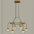 Modern Gold Metal Chandelier Design With Spherical Glass Lights And Hanging Structure