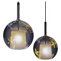 Modern Glass Globe Pendant Lights With Illuminated Inner Shades And Reflective Surfaces