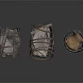 Rustic Vintage Wooden Basket Set Of Three With Metal Rings And Distressed Wood Texture