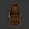 Vintage Brown Leather Massage Chair with Classic Armrests Footrest and Headrest