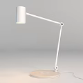 Modern Adjustable Desk Lamp With White Body Adjustable Arm And Wooden Base